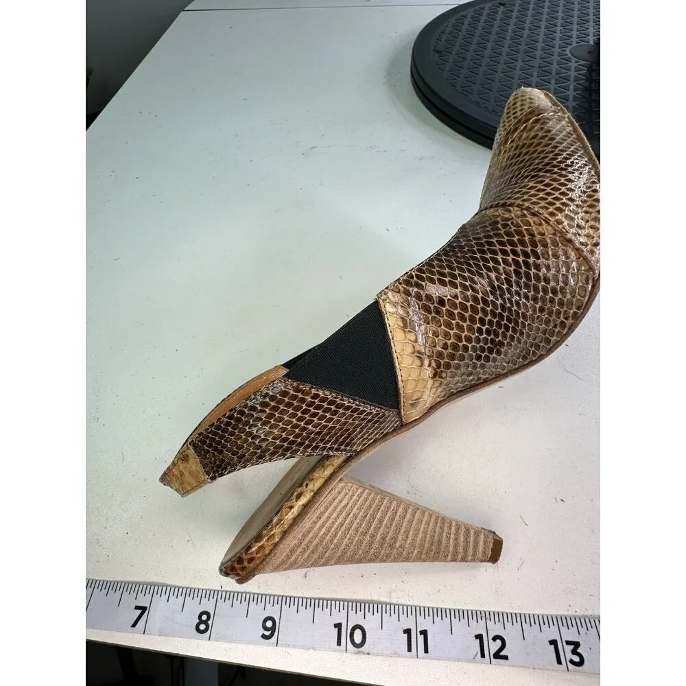 Latitude Femme Leather Snake Embossed Brown Heel Shoes Size 36 / 6